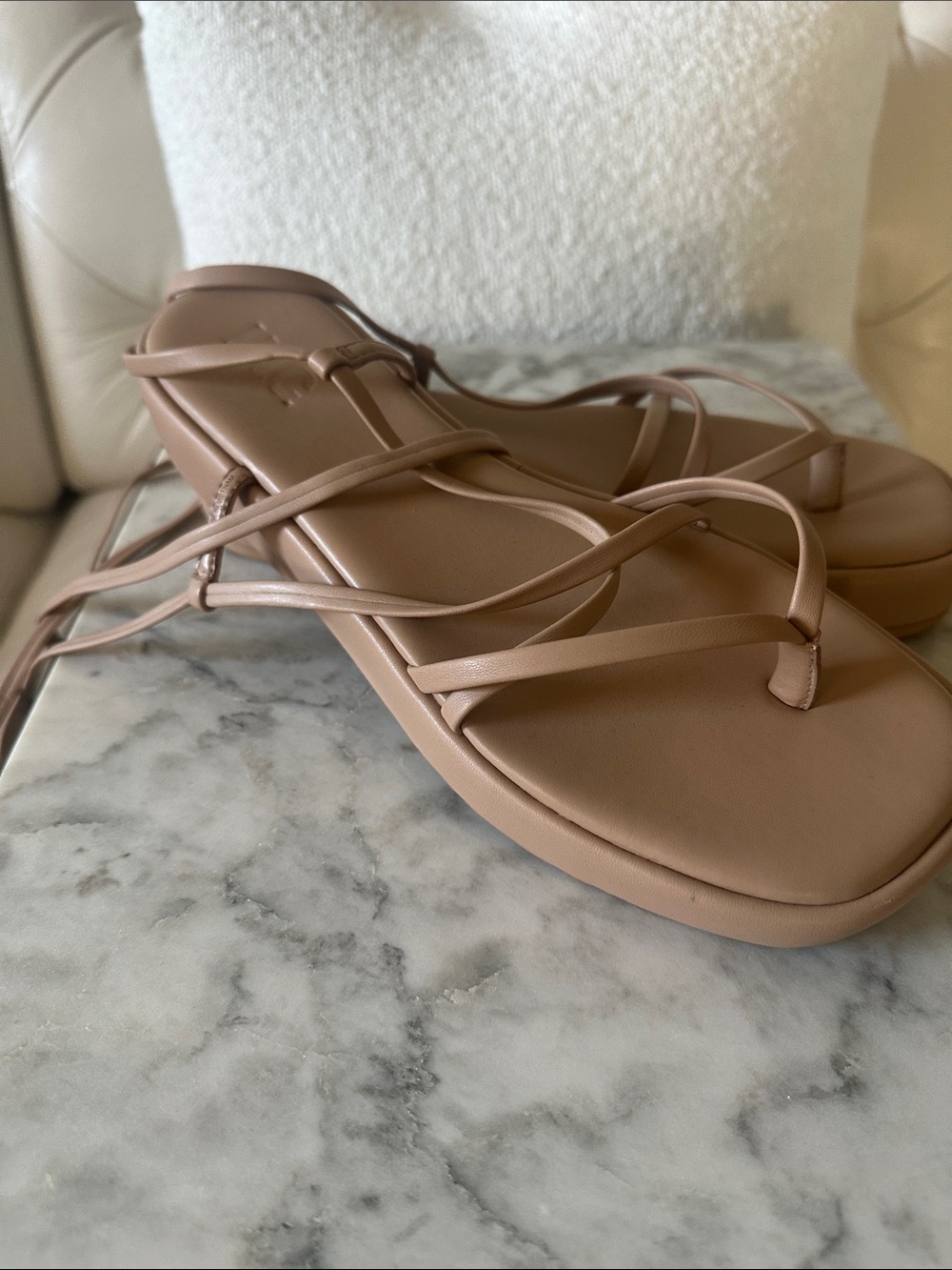 Women's Minimalist Lace-Up Sandals - Tan